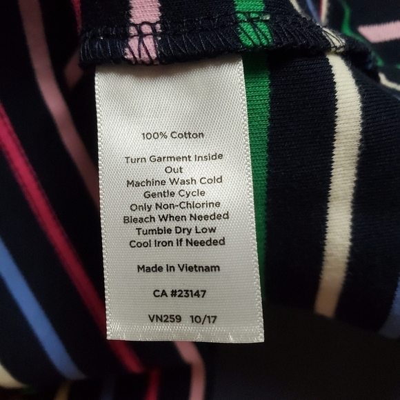 Talbots dress Womens P XS Stripes Colorful Blue Bow Neck Stretchy Shift - Picture 10 of 13